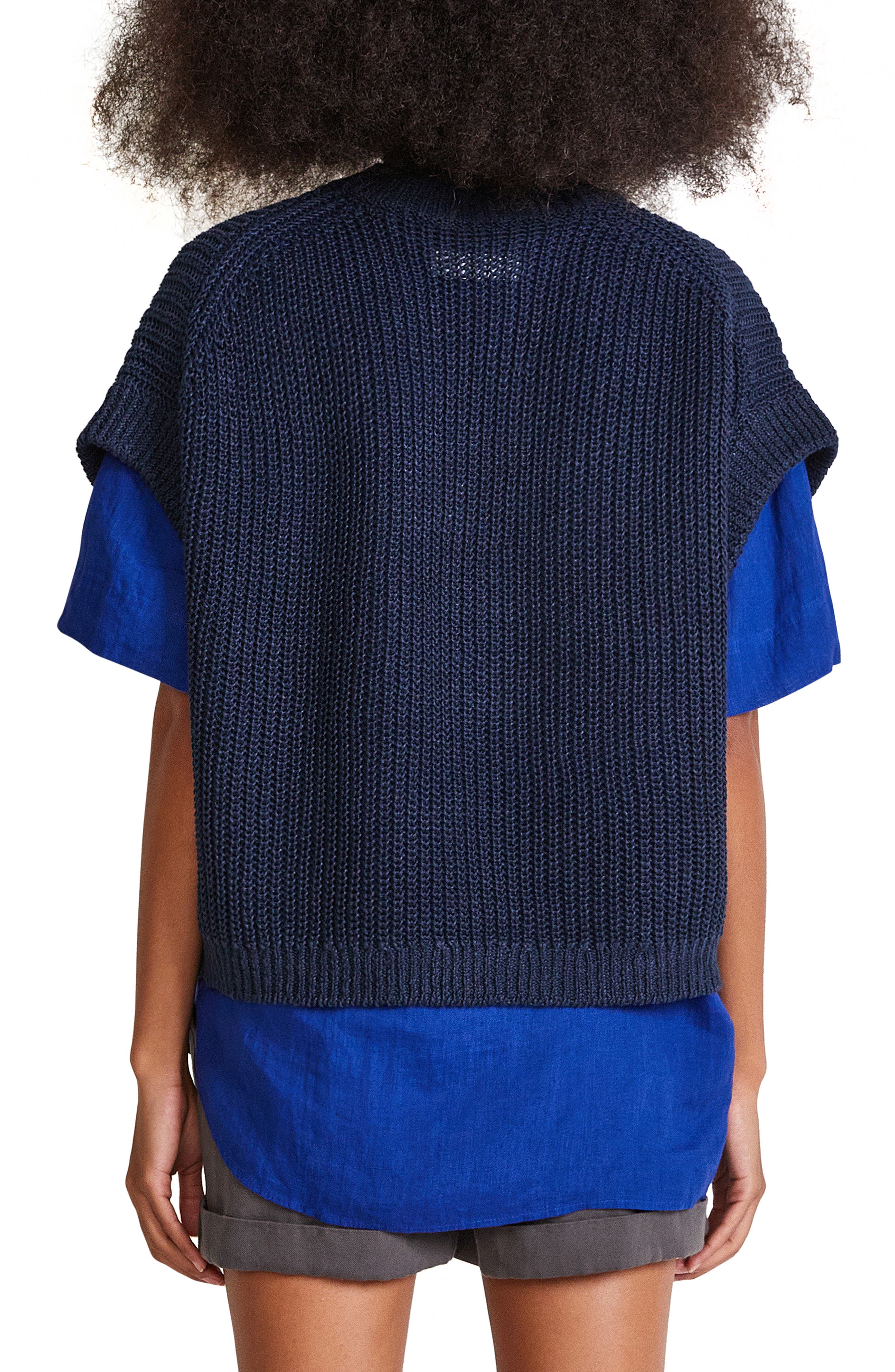 Apiece Apart Olivia Linen Sweater Vest in Navy