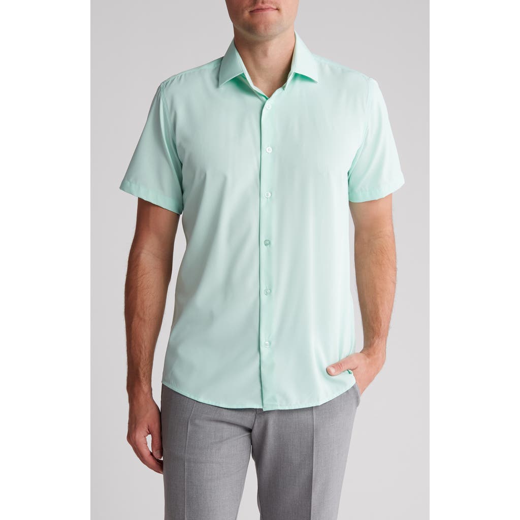 Shop Tom Baine Slim Fit Performance Short Sleeve Button-up Shirt In Mint