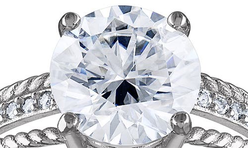 Fzn Sterling Silver Created Moissanite Engagement Ring In Silver