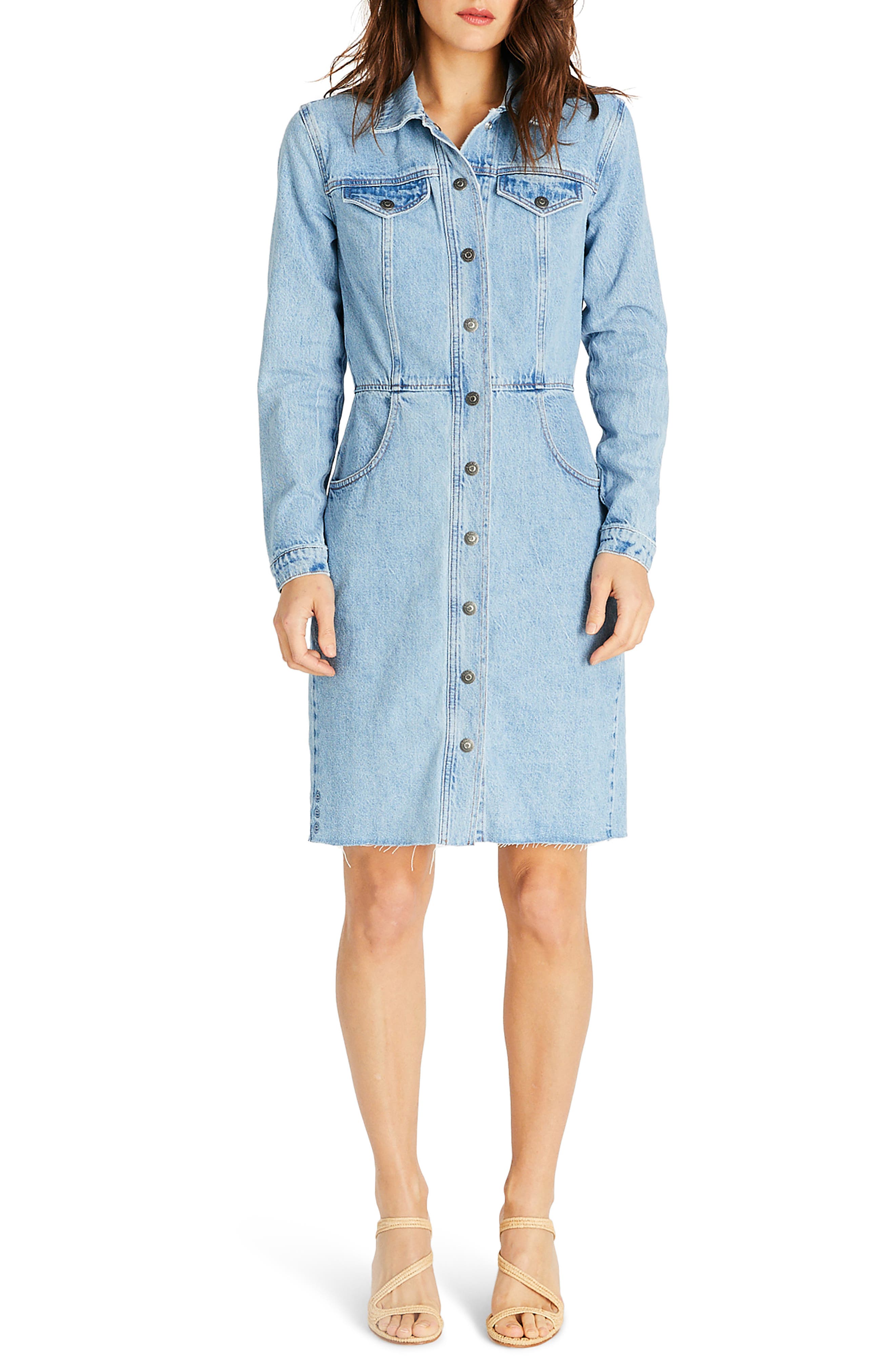 denim shirt dress midi length
