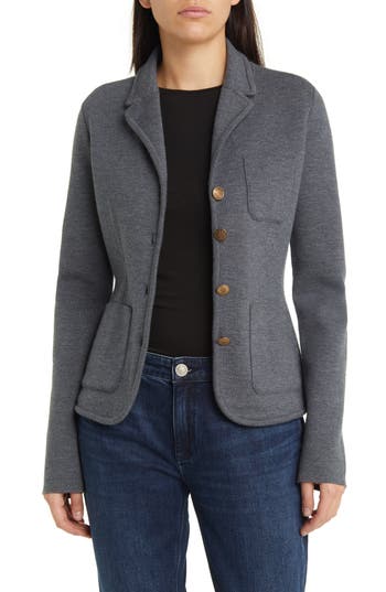 Rag & Bone Abigail Merino Wool Blend Blazer In Charcoal