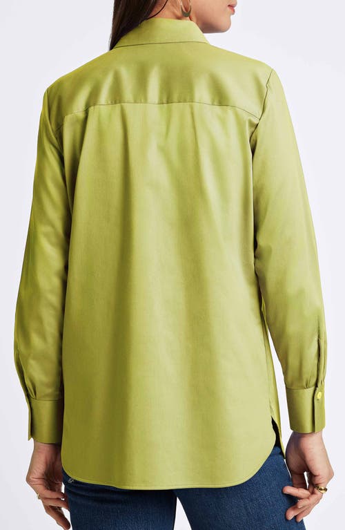 Shop Foxcroft Layla Sateen Button-up Shirt In Chartreuse