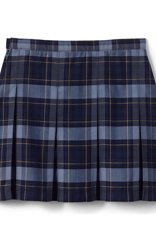 Shop Lands' End School Uniform Girls Plaid Box Pleat Skirt Top Of The Knee In Classic Navy Plaid