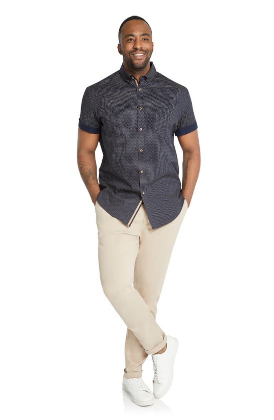 Shop Johnny Bigg Earle Short Sleeve Button-down Shirt In Navy