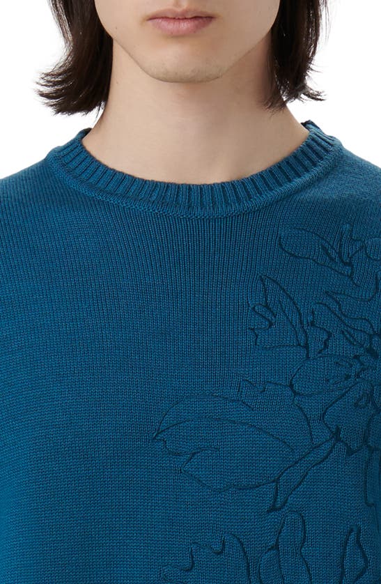 Bugatchi Embroidered Merino Wool Crewneck Sweater In Cobalt