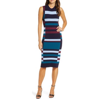 Petite Vince Camuto Colorblock Sweater Dress, Blue