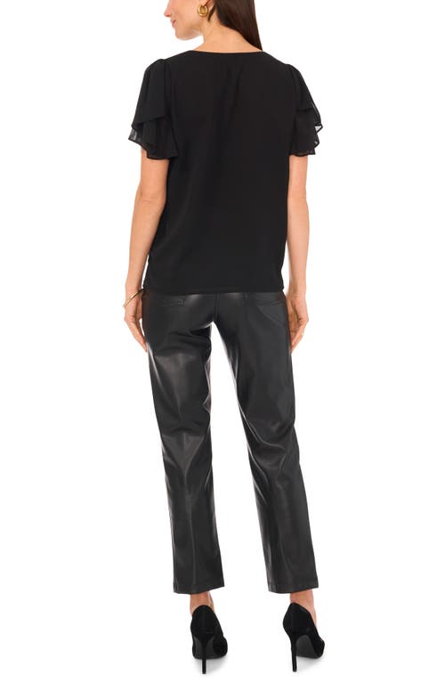 Vince Camuto V-neck Tulip Sleeve Chiffon Top In Rich Black