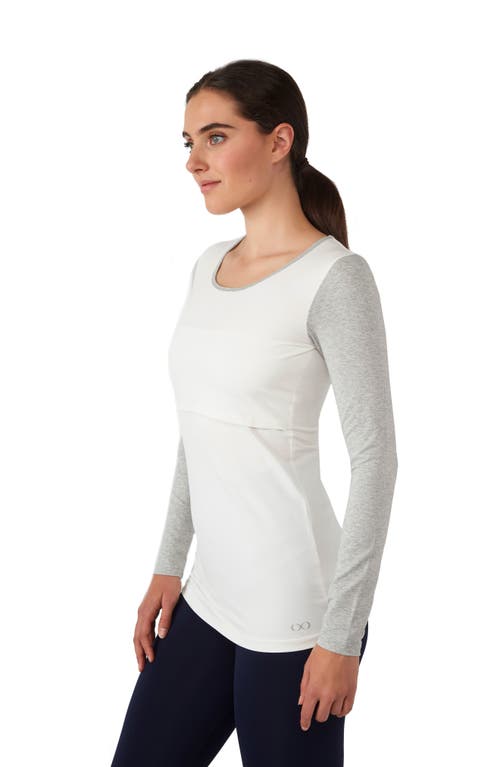 Modern Eternity Maternity/nursing Tee In Eggshell/greymix Melange