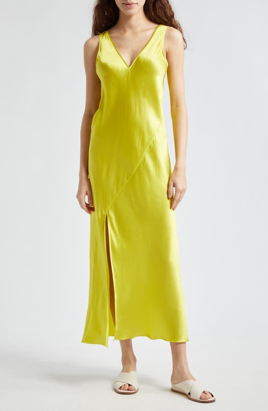 Shop Atm Anthony Thomas Melillo Silk Charmeuse Slipdress In Chartreuse Yellow