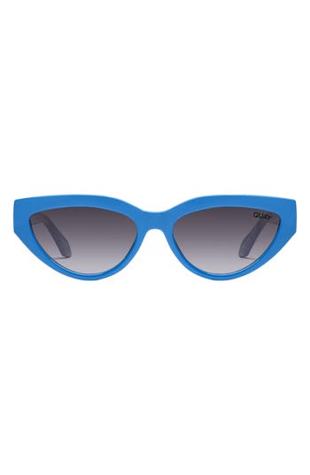Quay Australia Narrow Down 57mm Gradient Cat Eye Sunglasses In Cobalt/smoke