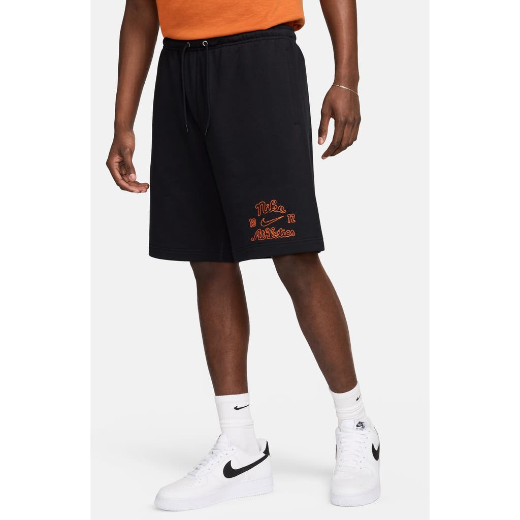 Nike Sportswear Club French Terry Varsity Shorts In Black