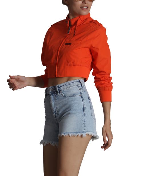 Shop Members Only Mini Cropped Racer Jacket In Orange
