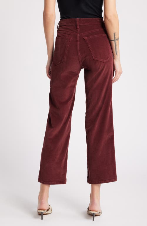 Shop Frame Le Sleek Corduroy Ankle Straight Leg Pants In Dark Burgundy