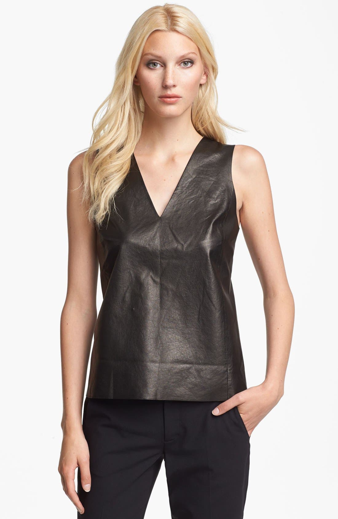 Vince Leather & Silk Shell Nordstrom