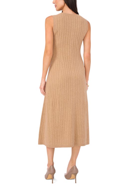 Shop Vince Camuto Sleeveless Rib Midi Sweater Dress In Dark Latte Heather