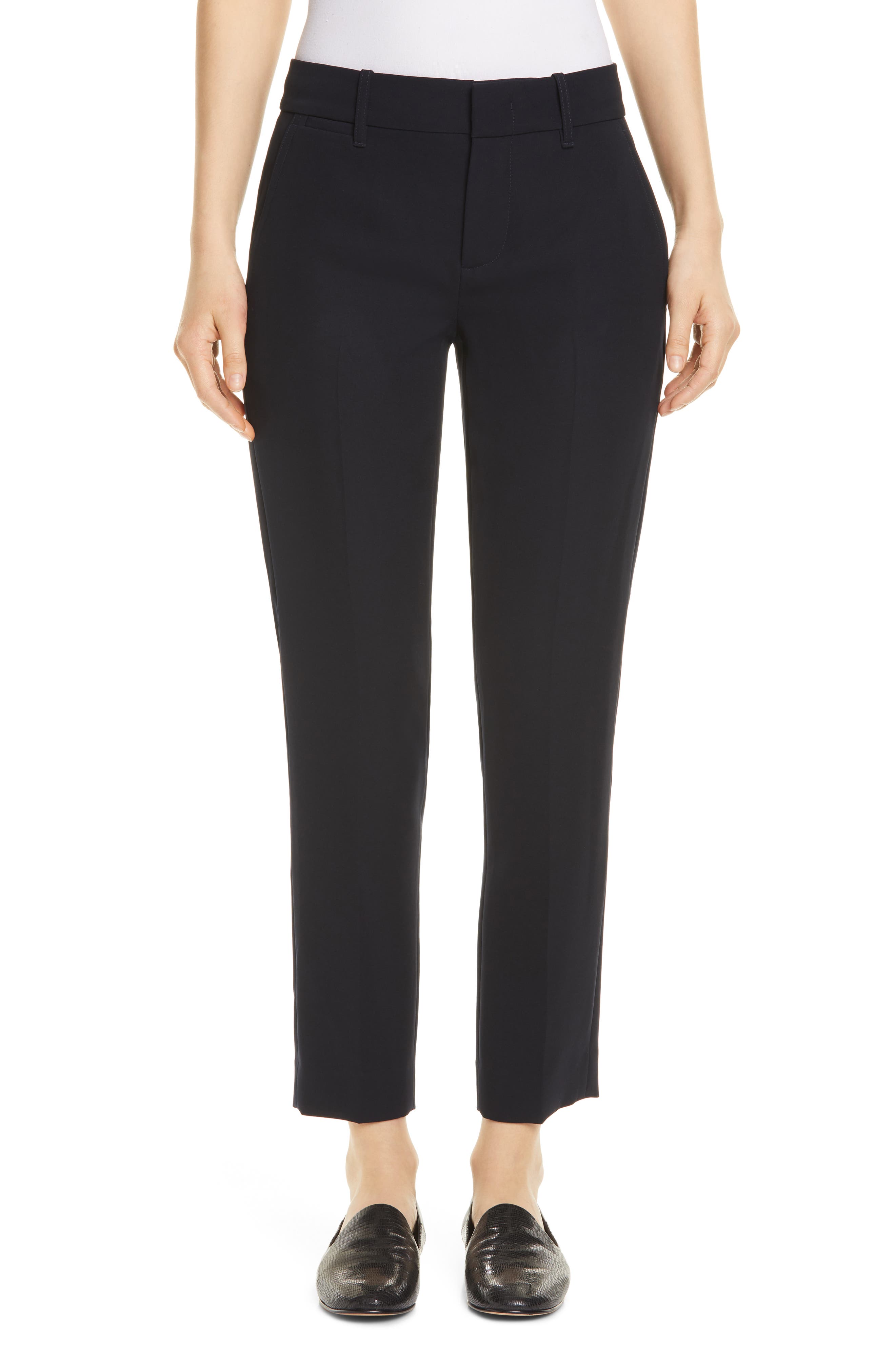 Vince Genuine Leather Panelled Back Darts Fitted Moto Leggings In Coastal