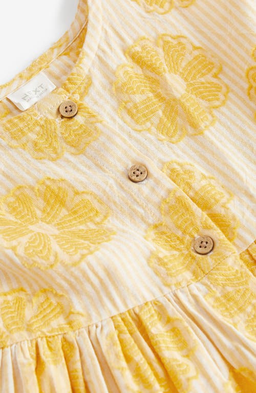 Shop Next Kids' Floral Jacquard Sleeveless Dress In Yellow