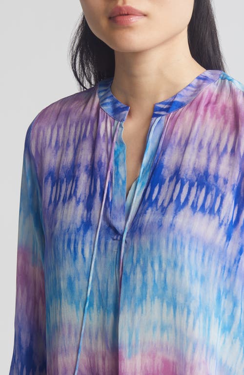 Shop Apny Tie Neck Top In Blue/purple Multi