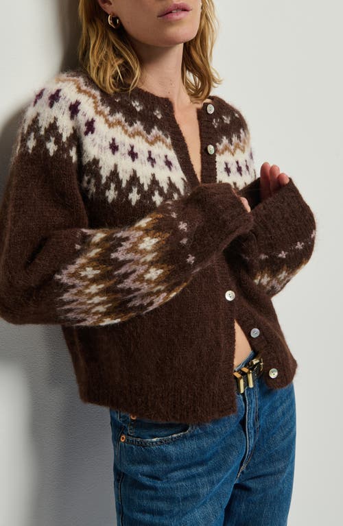 Shop Nation Ltd Lula Fair Isle Cardigan In Coffee