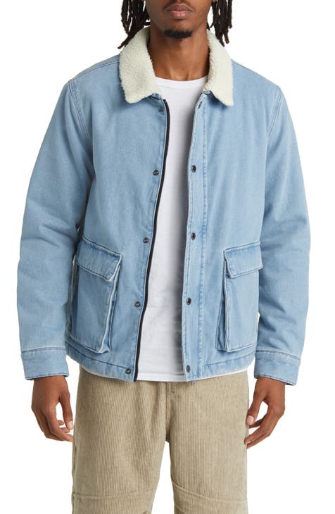 Cotton Denim Jacket with Fleece Collar