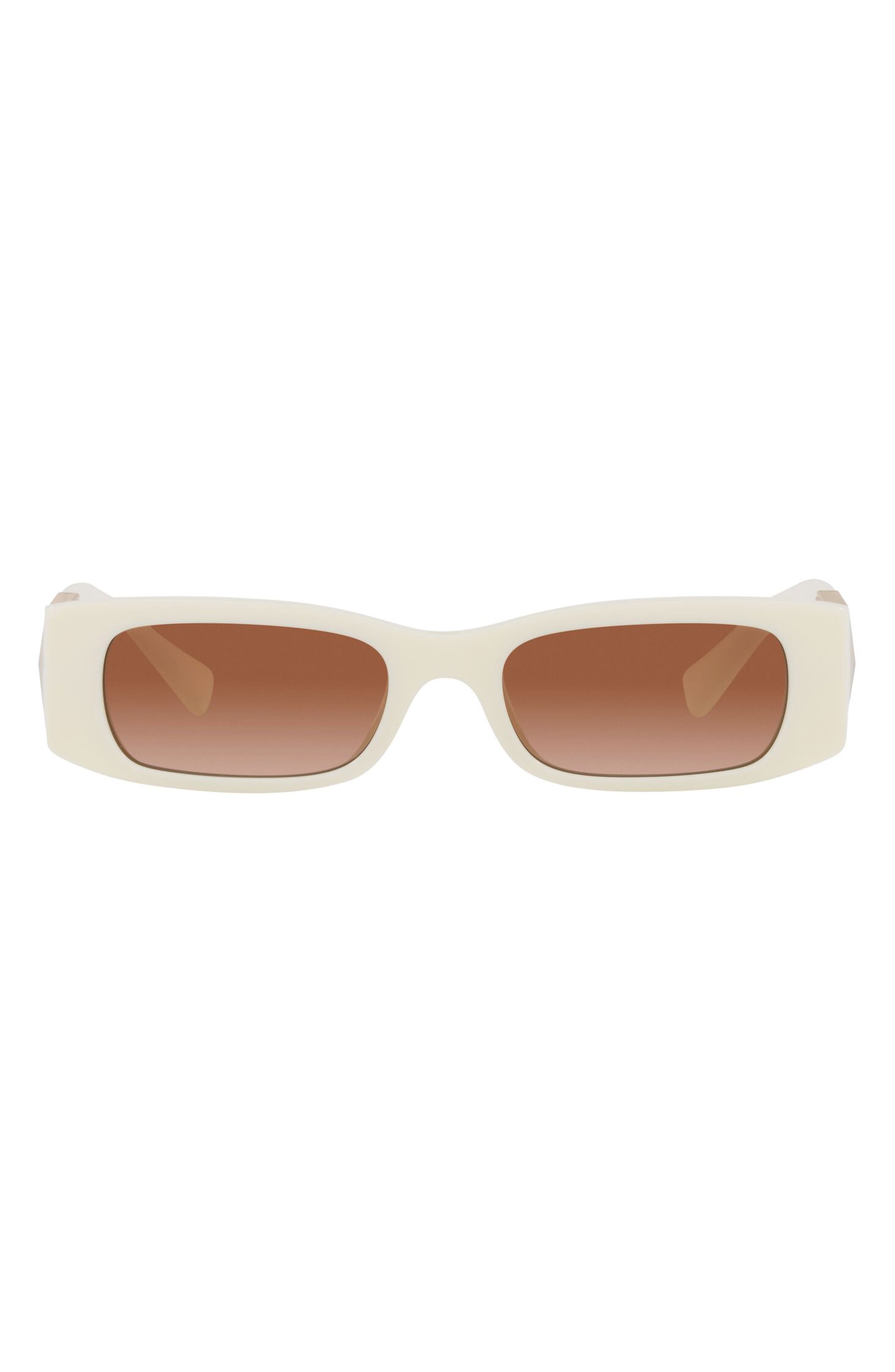 Valentino 51mm Rectangle Sunglasses in Ivory/Gradient Brown at Nordstrom