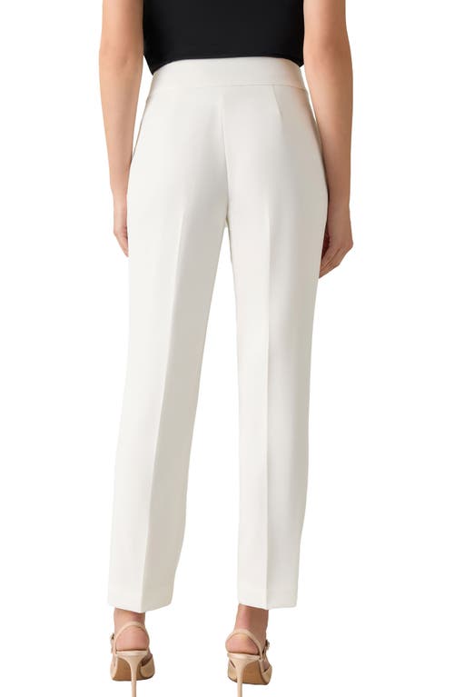 Shop Kasper Hidden Fly Front Taffeta Pants In Vanilla Ice