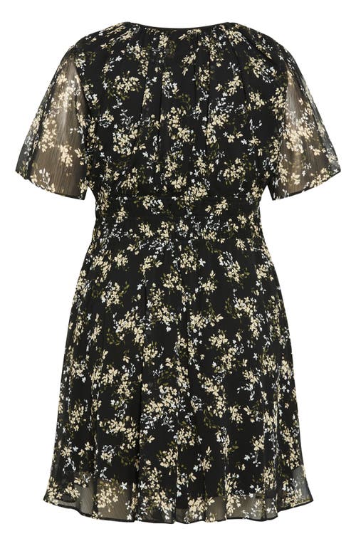 City Chic Cara Floral Print Minidress In Nightfall Ditsy