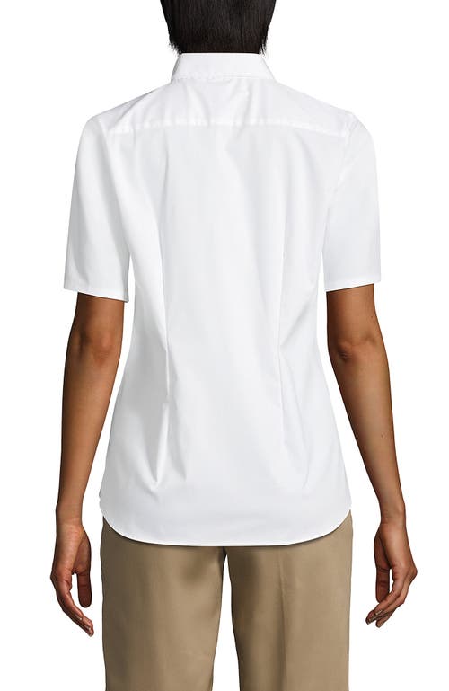 Shop Lands' End School Uniform  No Gape Short Sleeve Stretch Shirt In Pearl White