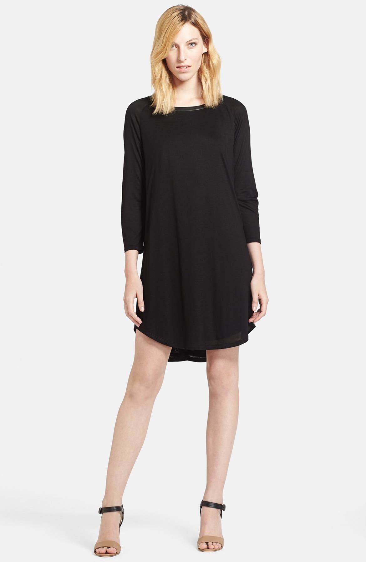 Enza Costa Leather Trim Jersey T-Shirt Dress | Nordstrom
