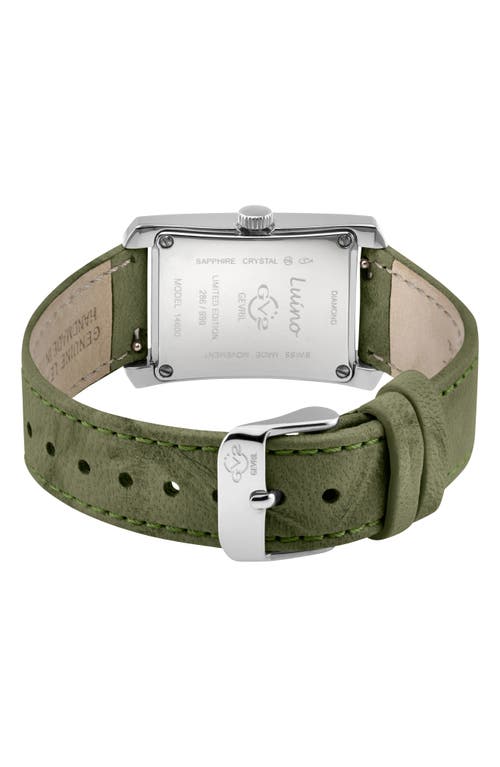 Gv2 Luino Diamond Embellished Leather Strap Watch, 23mm X 29mm In Green