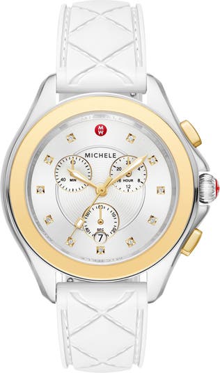 MICHELE Women's Cape Chronograph White Silicone Watch, 38mm | Nordstromrack