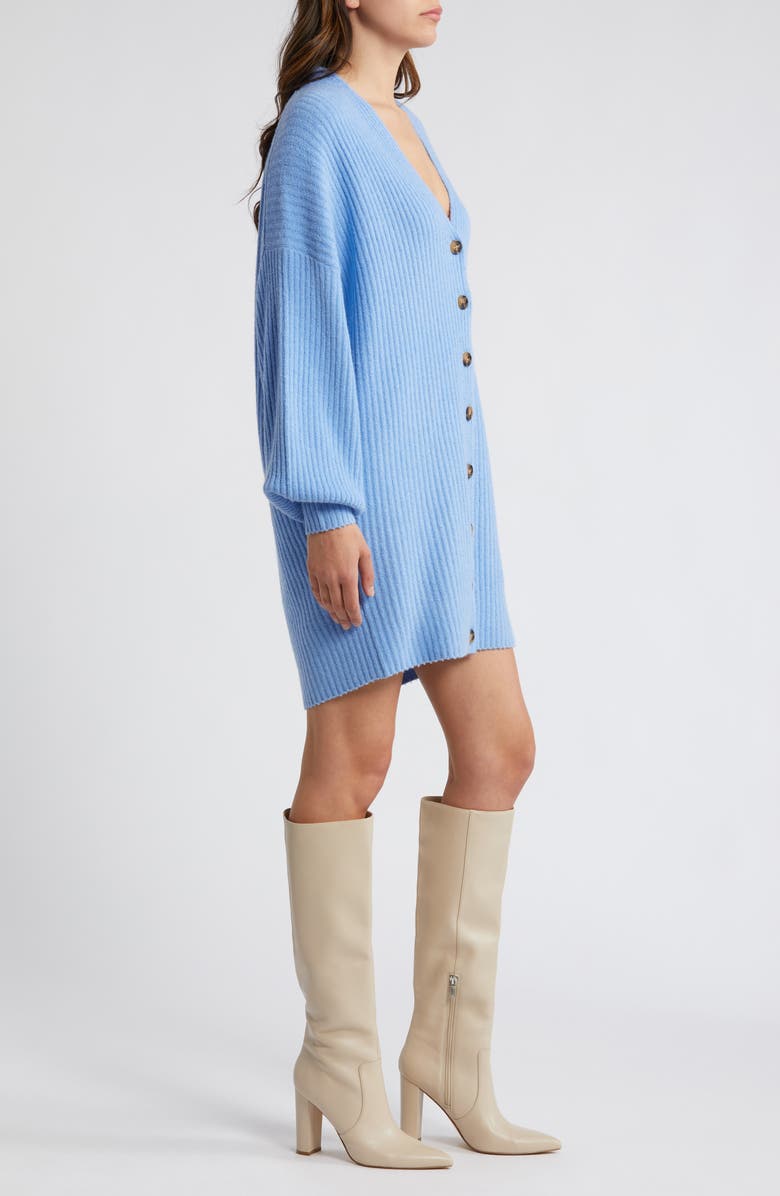 Ribbed Button-Front Long Sleeve Sweater Dress