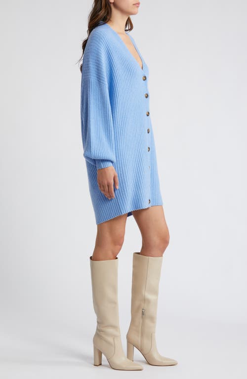 Shop French Connection Babysoft Rib Button Front Long Sleeve Sweater Dress In Dusted Blue