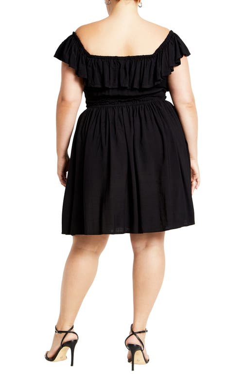 Shop City Chic Tahitian Ruffle Off The Shoulder Minidress In Black