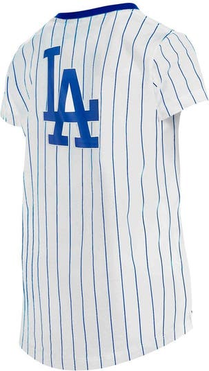Lids Los Angeles Dodgers New Era Girls Youth Pinstripe V-Neck T-Shirt -  White
