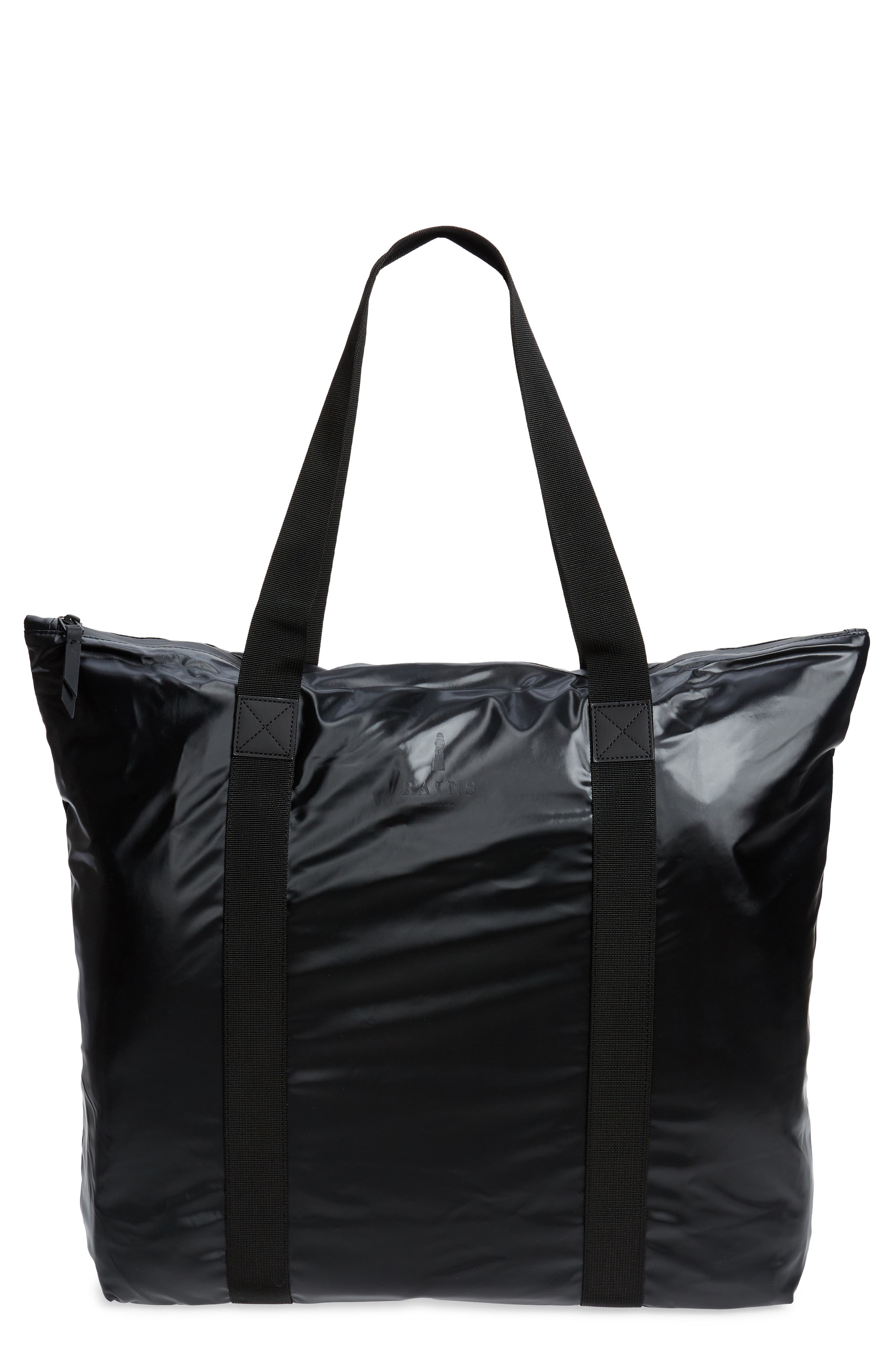 Rains Waterproof Tote Bag In Shiny Black