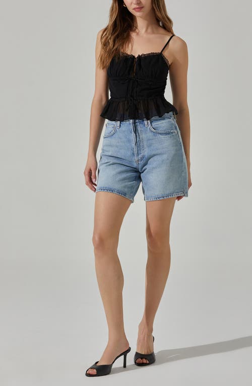 Shop Astr The Label Tie Front Peplum Camisole In Black