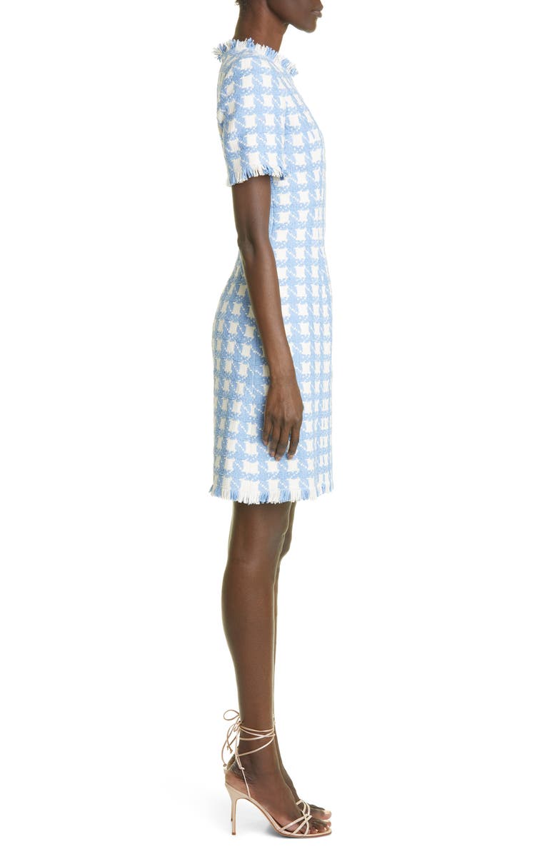 Oscar de la Renta Fringe Tweed Fit & Flare Dress, Alternate, color, 