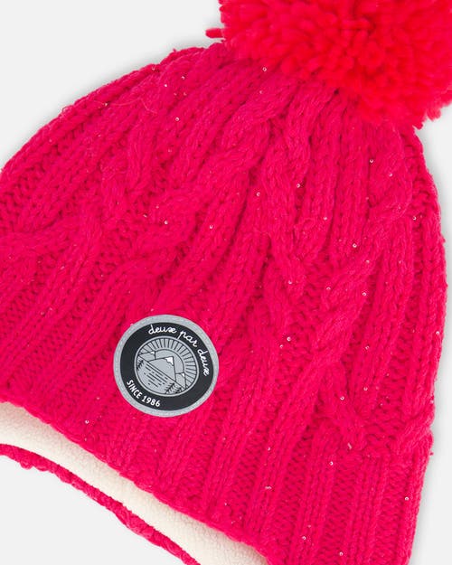 Shop Deux Par Deux Girl's Peruvian Knit Hat Fuschia Pink In Beetroot Purple