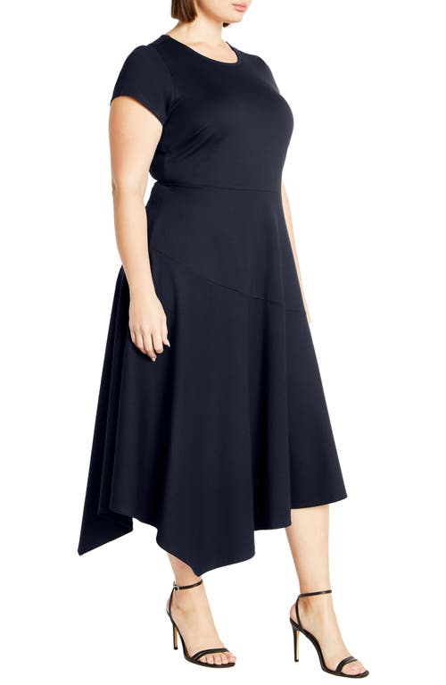 Shop City Chic Asymmetric Ponte Knit Dress In Navy