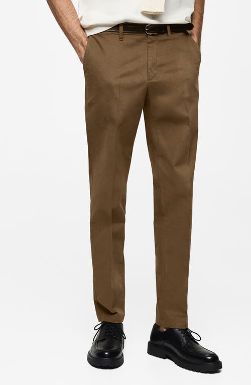 Shop Mango Regular Fit Cotton Pants In Khaki