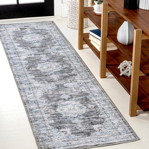 Jonathan Y Bausch Bohemian Distressed Chenille Machine-washable Area Rug In Dark Gray/yellow