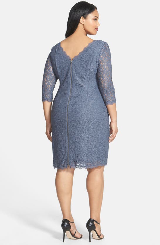 Shop Adrianna Papell Lace Overlay Sheath Dress In Gunmetal