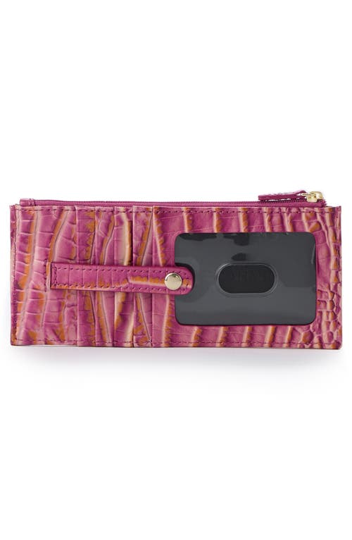 Shop Brahmin Croc Embossed Leather Credit Card Wallet In Rouge Blush