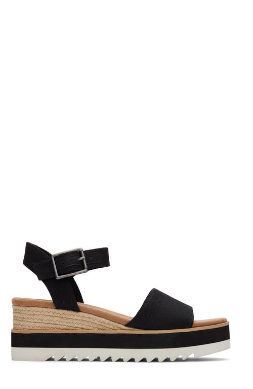 Shop Toms Diana Platform Wedge Sandal In Black Heavy Canvas