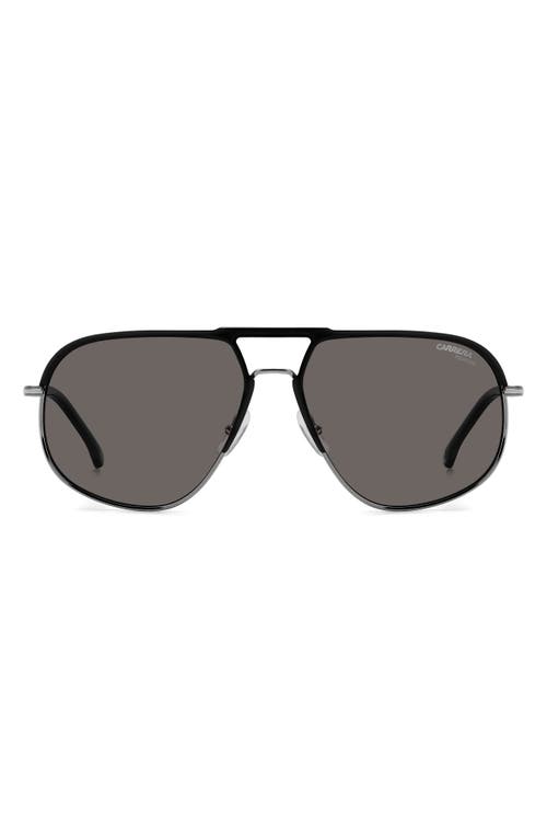 60mm Aviator Sunglasses in Matte Black/Gray Polar