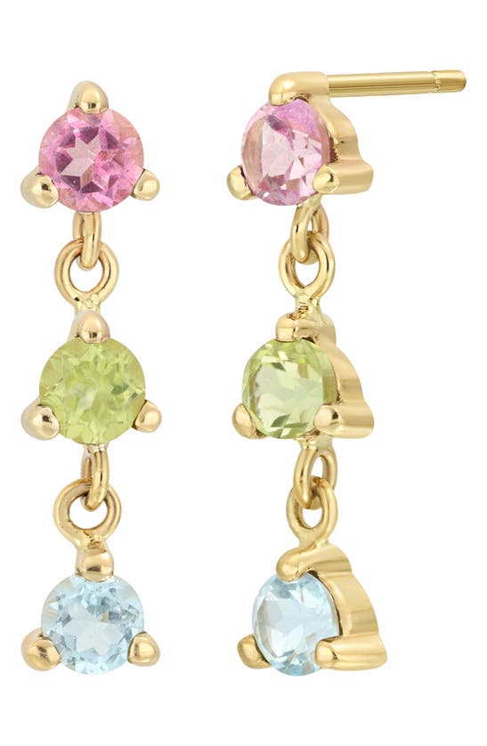 Shop Bony Levy Semiprecious Stones Drop Earrings In 14k Yg Pink Blue Topaz Peridot