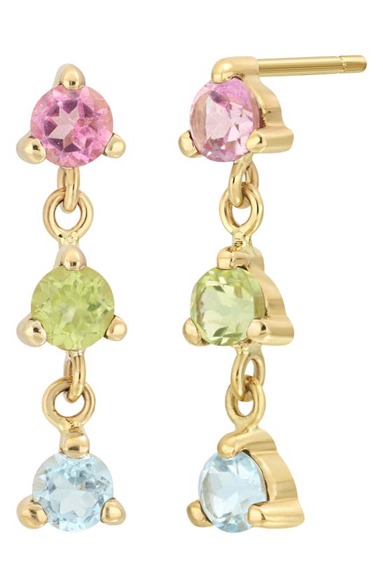 Bony Levy Blc Semiprecious Stones Drop Earrings In 14k Yg Pink Blue Topaz Peridot