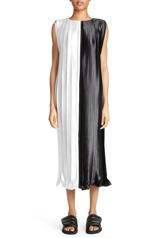 PARTOW Colette Pleated Two-Tone Midi Dress in Moon