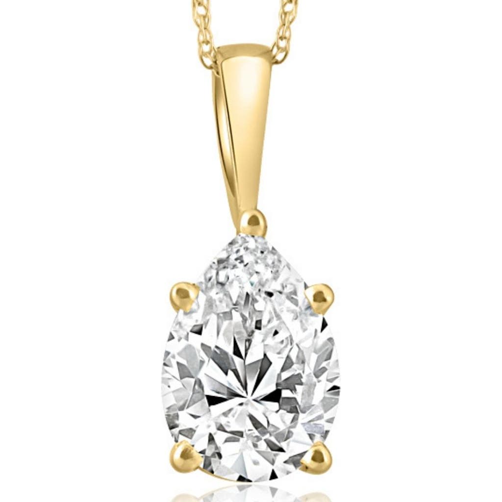 Bliss Diamond 2ct Pear Shape Diamond Solitaire Necklace 14k Yellow Gold Pendant Lab Grown In 14k Yellow Gold